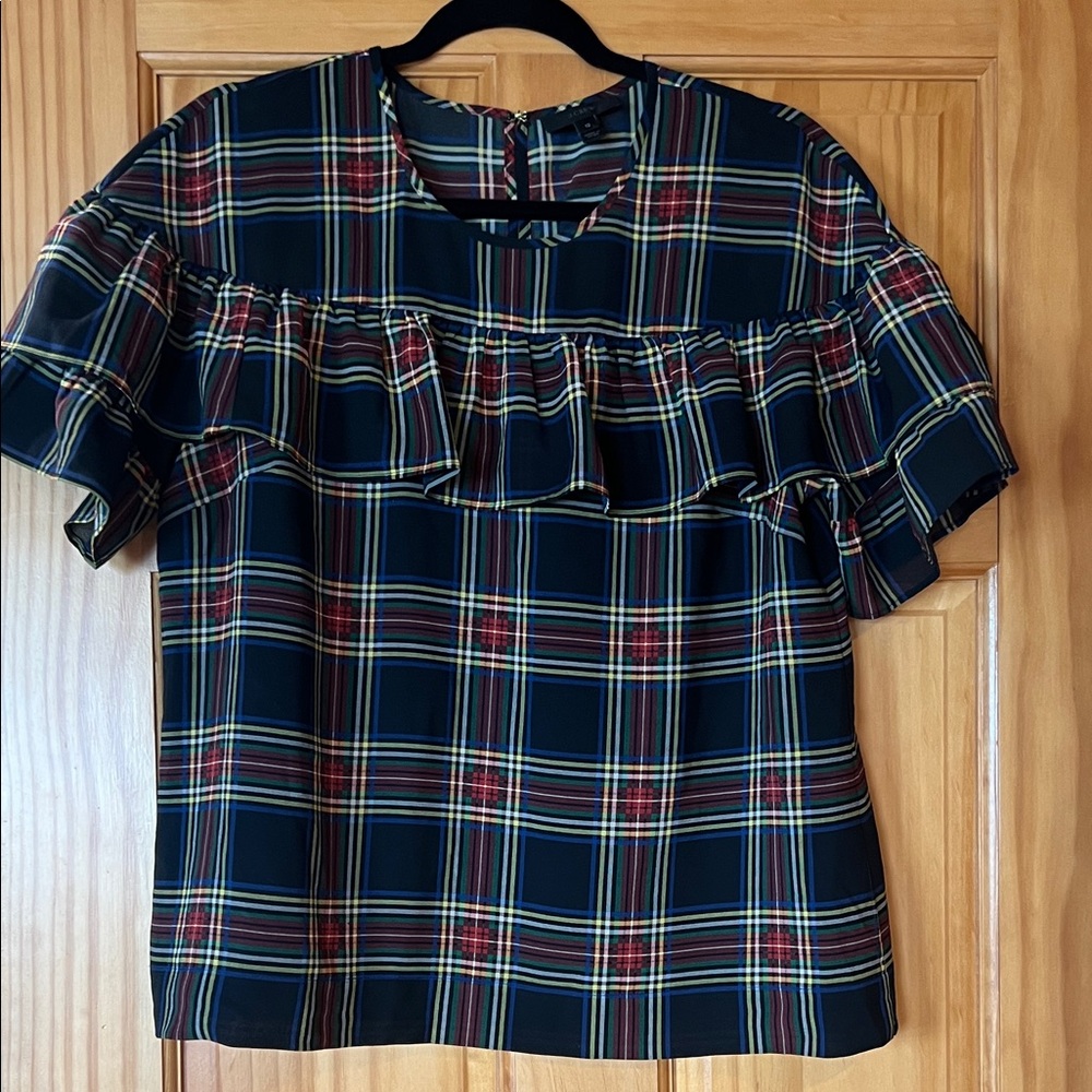 J. Crew Plaid Ruffle Women's Top